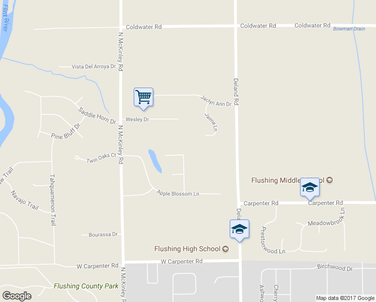 map of restaurants, bars, coffee shops, grocery stores, and more near 5252 Applewood Drive in Flushing