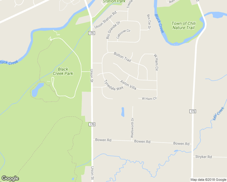 map of restaurants, bars, coffee shops, grocery stores, and more near 17 Tynedale Way in North Chili