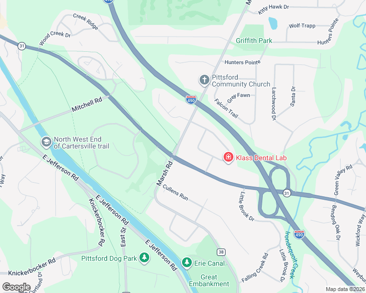 map of restaurants, bars, coffee shops, grocery stores, and more near 482 Marsh Road in Pittsford