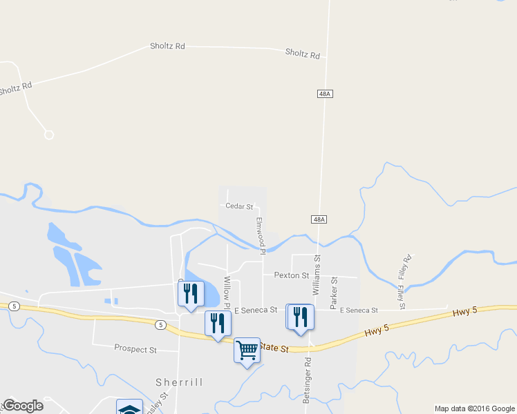 map of restaurants, bars, coffee shops, grocery stores, and more near 8 Cedar Street in Sherrill