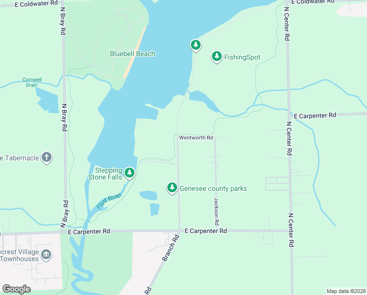 map of restaurants, bars, coffee shops, grocery stores, and more near 5190 Branch Road in Flint