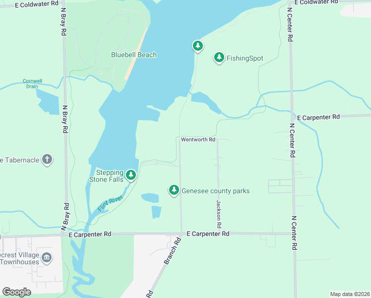 map of restaurants, bars, coffee shops, grocery stores, and more near 5190 Branch Road in Flint