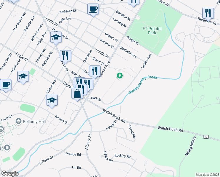 map of restaurants, bars, coffee shops, grocery stores, and more near 1259 Culver Avenue in Utica