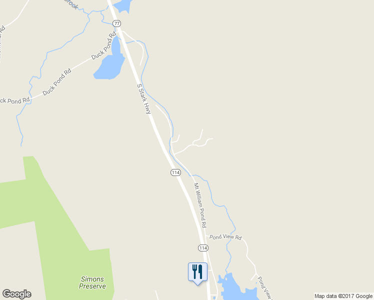 map of restaurants, bars, coffee shops, grocery stores, and more near 144 Mount William Pond Road in Weare