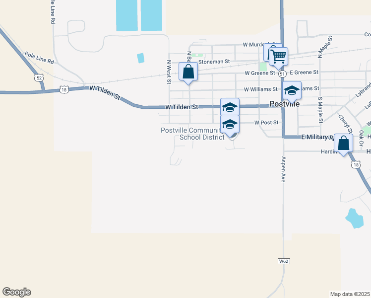 map of restaurants, bars, coffee shops, grocery stores, and more near 540 Willow Drive in Postville