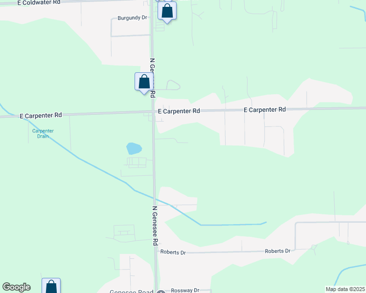 map of restaurants, bars, coffee shops, grocery stores, and more near 5200 North Genesee Road in Flint