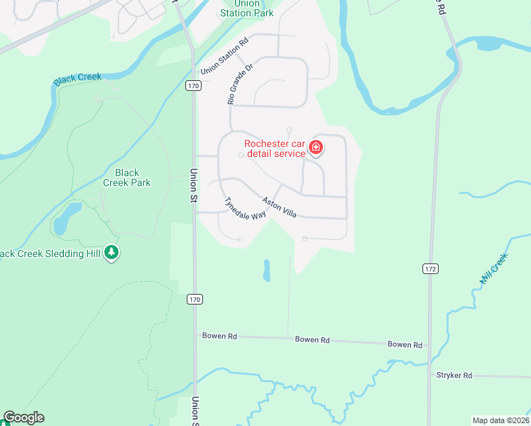 map of restaurants, bars, coffee shops, grocery stores, and more near 27 Tynedale Way in North Chili