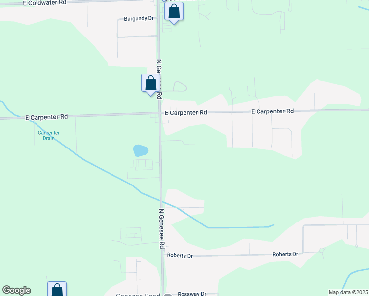 map of restaurants, bars, coffee shops, grocery stores, and more near 5200 North Genesee Road in Flint