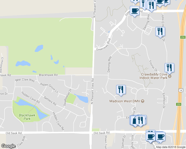 map of restaurants, bars, coffee shops, grocery stores, and more near 1046 North Pleasant View Road in Middleton