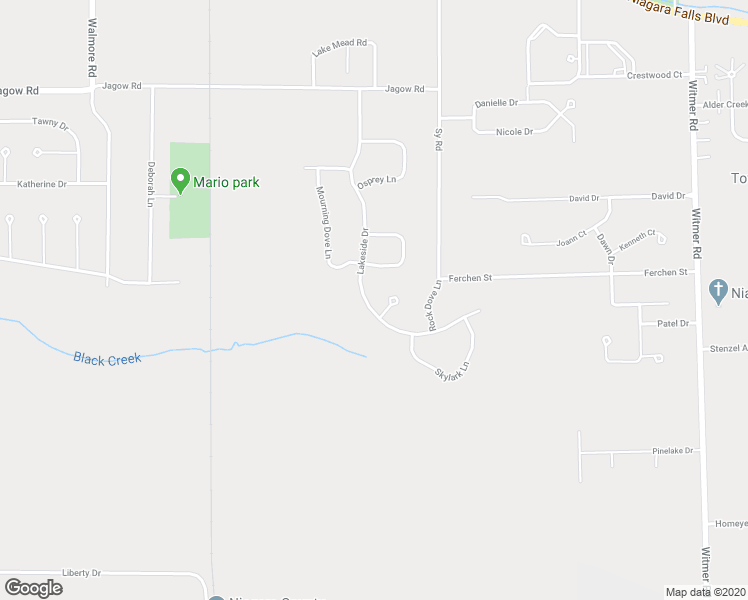 map of restaurants, bars, coffee shops, grocery stores, and more near 7029 Lakeside Drive in Niagara Falls