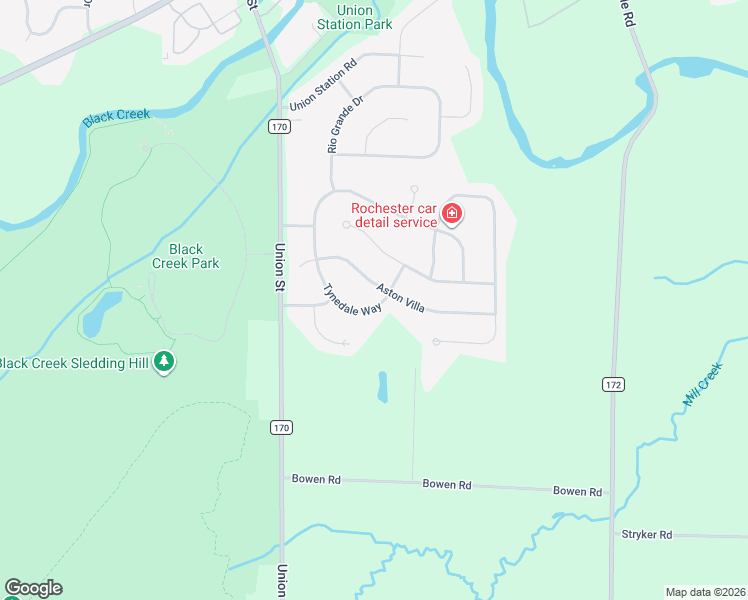 map of restaurants, bars, coffee shops, grocery stores, and more near 27 Tynedale Way in North Chili