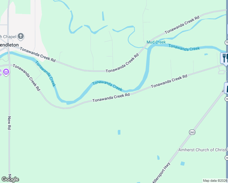 map of restaurants, bars, coffee shops, grocery stores, and more near 4218 Tonawanda Creek Road in East Amherst