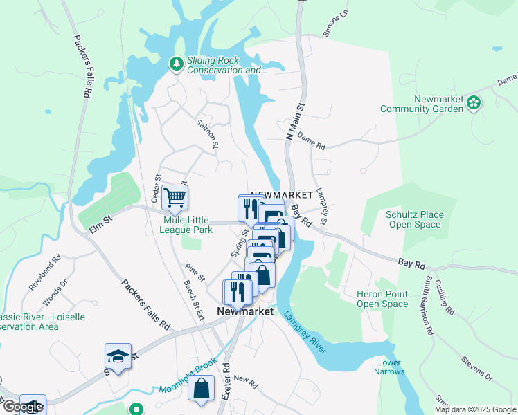 map of restaurants, bars, coffee shops, grocery stores, and more near 11 Lincoln Avenue in Newmarket