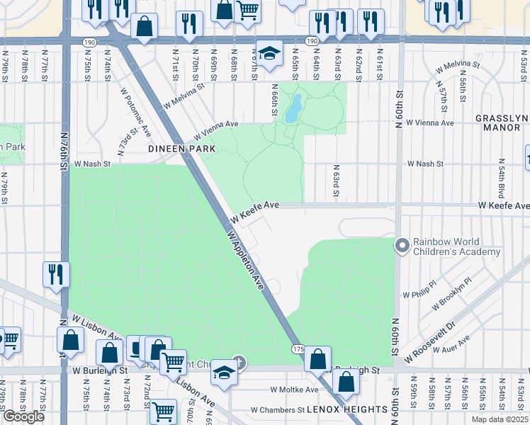 map of restaurants, bars, coffee shops, grocery stores, and more near in Milwaukee