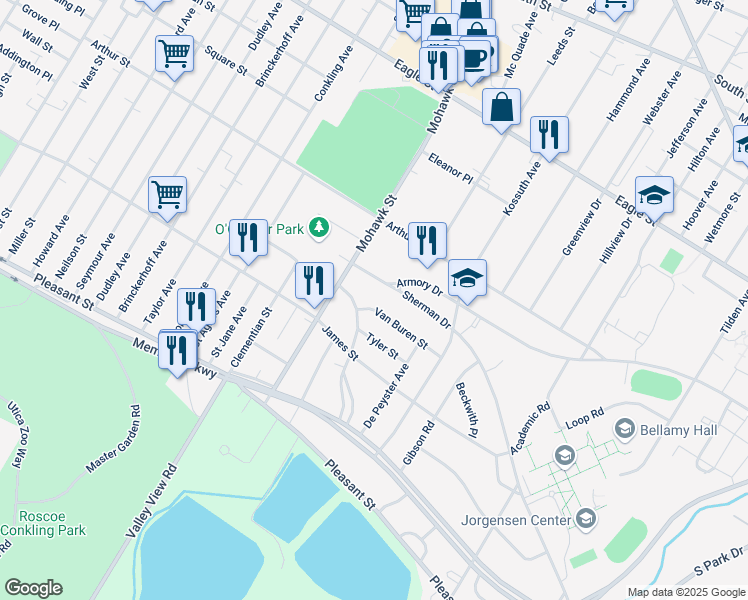map of restaurants, bars, coffee shops, grocery stores, and more near 708 Sherman Drive in Utica