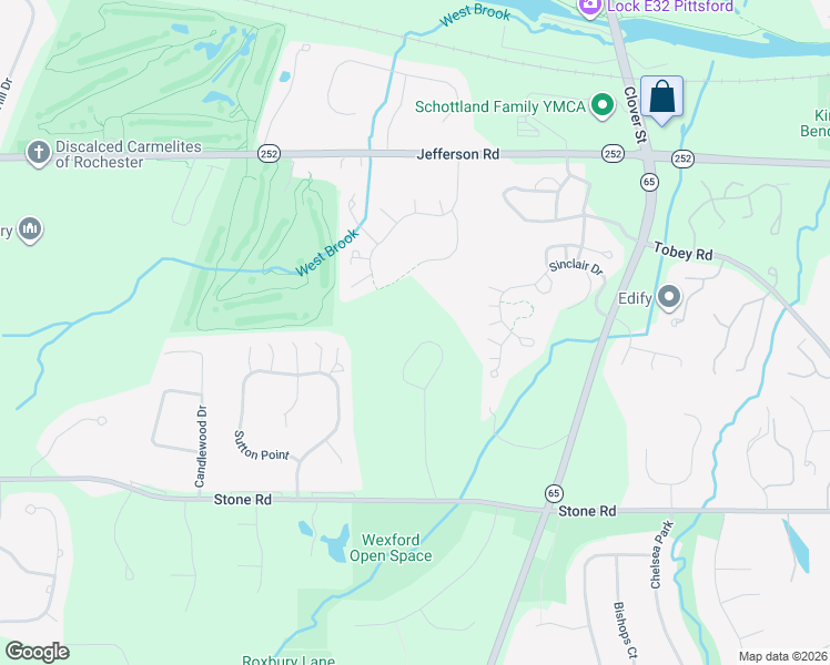 map of restaurants, bars, coffee shops, grocery stores, and more near 23 Stoney Clover Lane in Pittsford