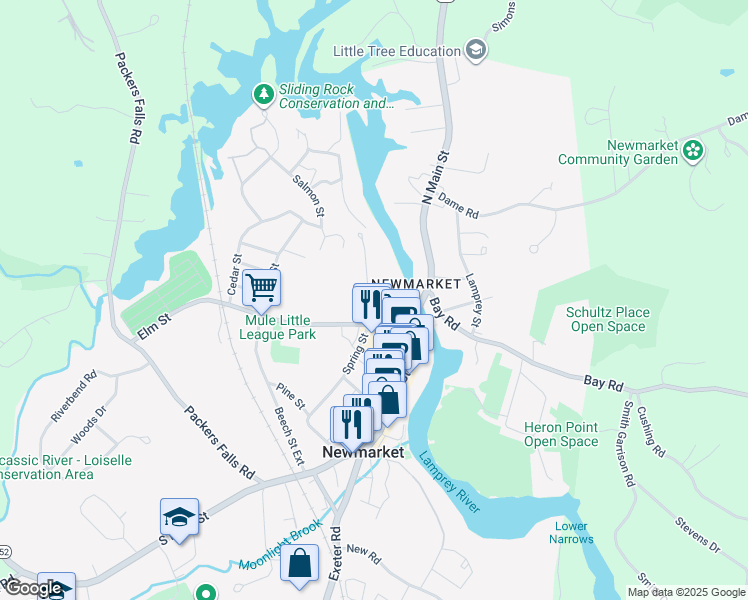 map of restaurants, bars, coffee shops, grocery stores, and more near 10 Nichols Avenue in Newmarket