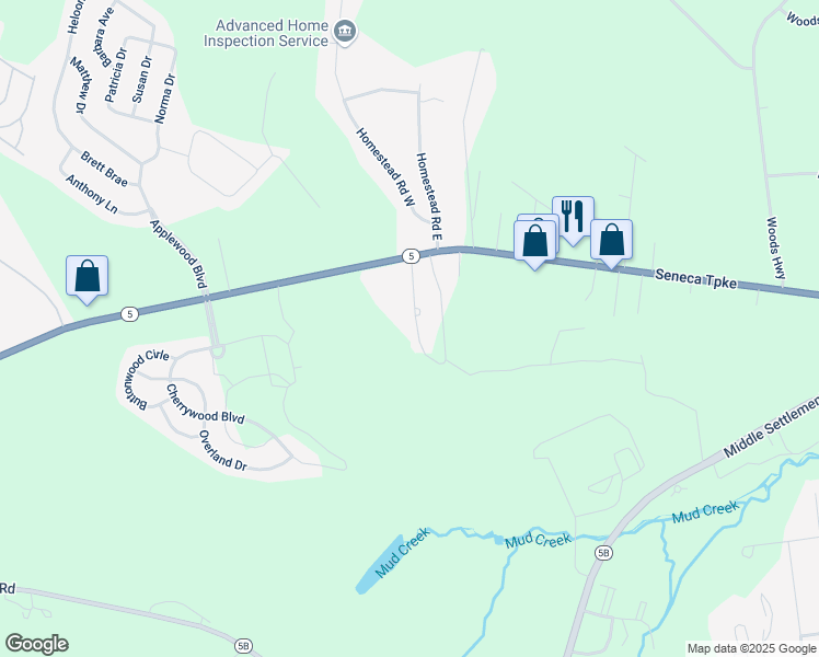 map of restaurants, bars, coffee shops, grocery stores, and more near 8120 Seneca Turnpike in Clinton