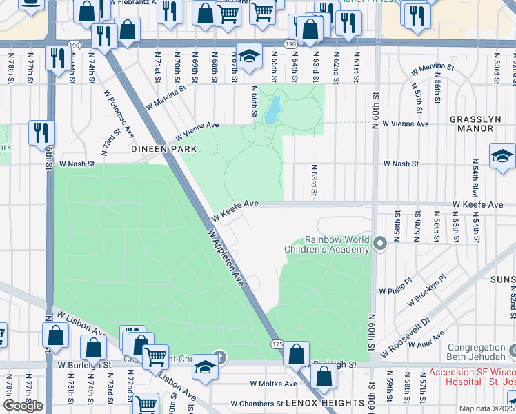 map of restaurants, bars, coffee shops, grocery stores, and more near in Milwaukee