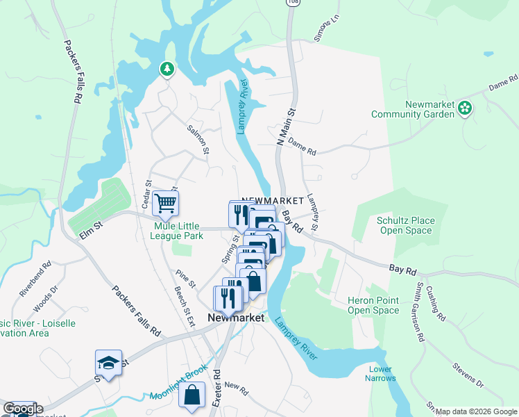 map of restaurants, bars, coffee shops, grocery stores, and more near 11 Lincoln Avenue in Newmarket