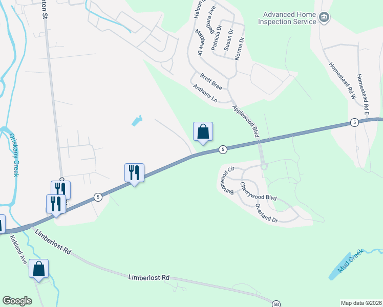 map of restaurants, bars, coffee shops, grocery stores, and more near 7921 Highway 5 in Clinton