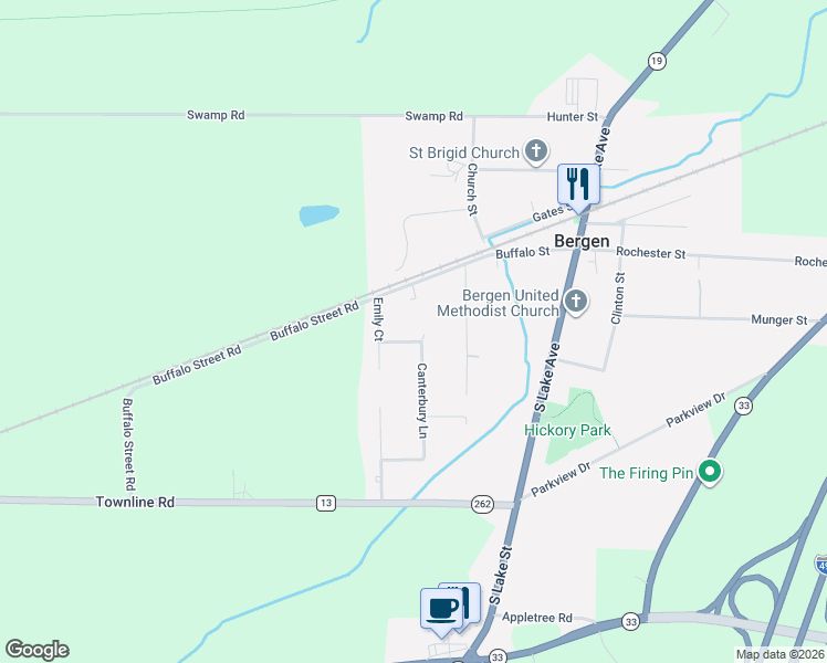 map of restaurants, bars, coffee shops, grocery stores, and more near 13 Canterbury Court in Bergen