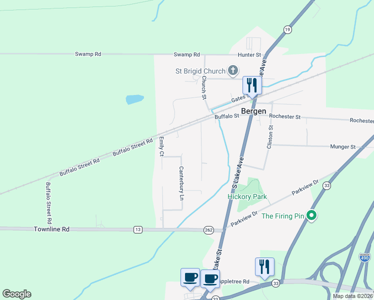 map of restaurants, bars, coffee shops, grocery stores, and more near 13 Canterbury Court in Bergen