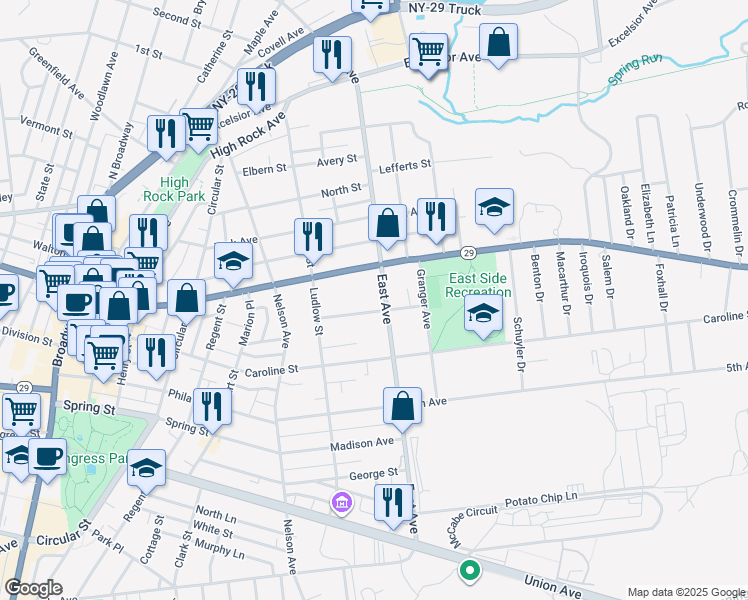 map of restaurants, bars, coffee shops, grocery stores, and more near in Saratoga Springs