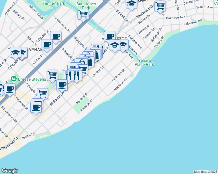 map of restaurants, bars, coffee shops, grocery stores, and more near 1316 Rutledge Street in Madison