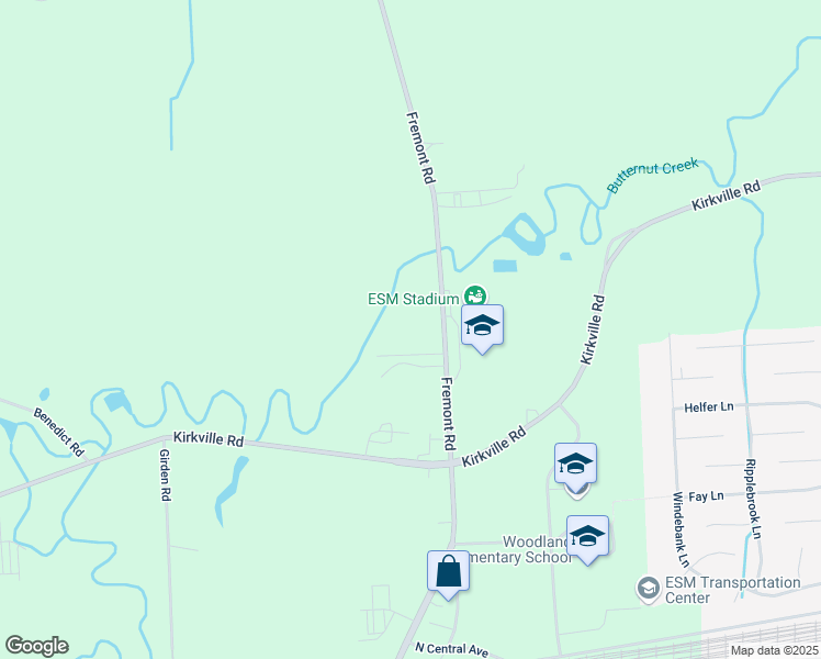 map of restaurants, bars, coffee shops, grocery stores, and more near 6443 Fremont Rd in East Syracuse