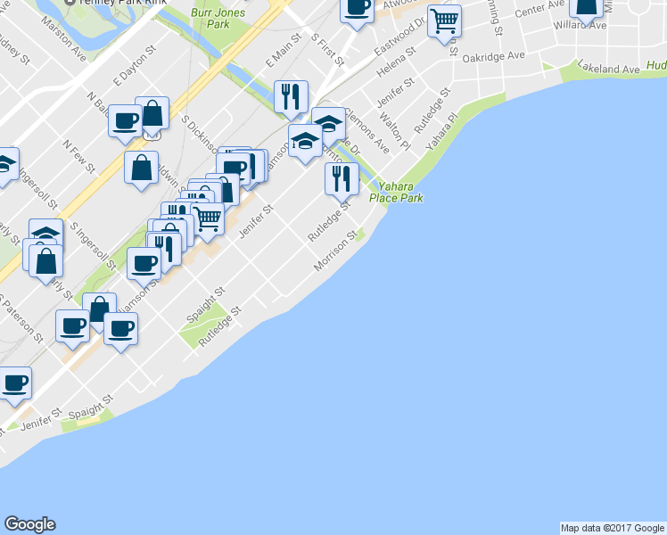 map of restaurants, bars, coffee shops, grocery stores, and more near 805 South Dickinson Street in Madison