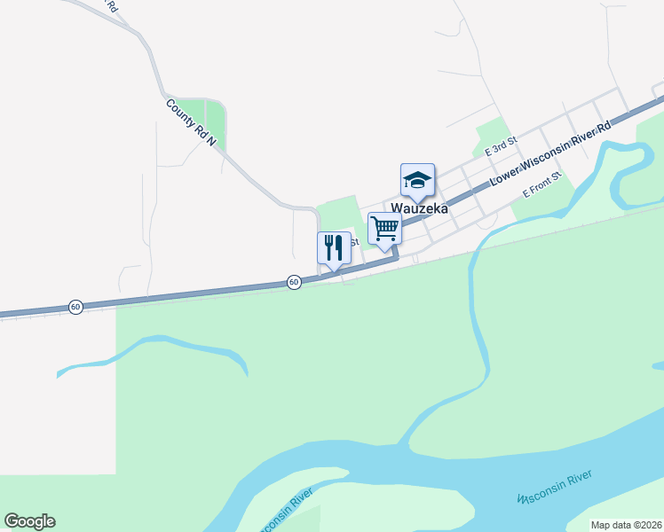 map of restaurants, bars, coffee shops, grocery stores, and more near 101 Park Street in Wauzeka