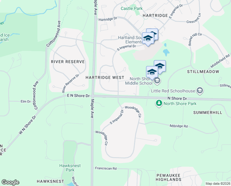 map of restaurants, bars, coffee shops, grocery stores, and more near 1041 Wellington Way in Hartland