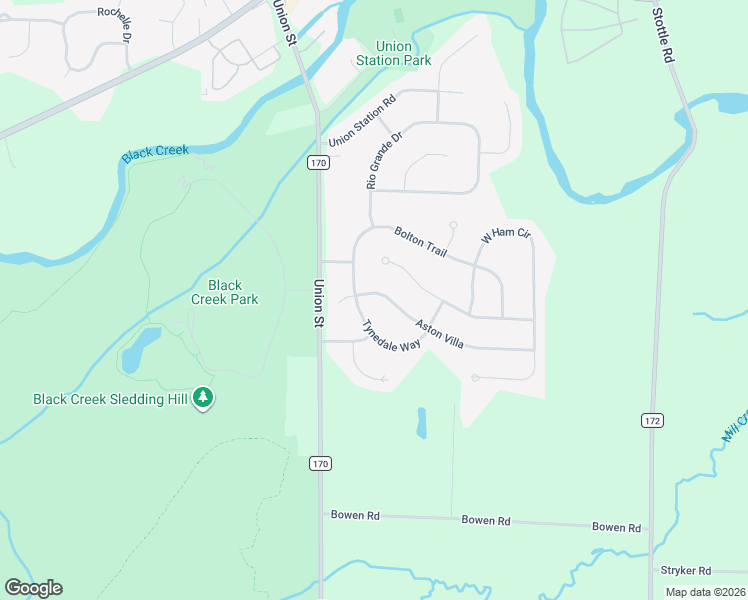 map of restaurants, bars, coffee shops, grocery stores, and more near 3 Tynedale Way in North Chili