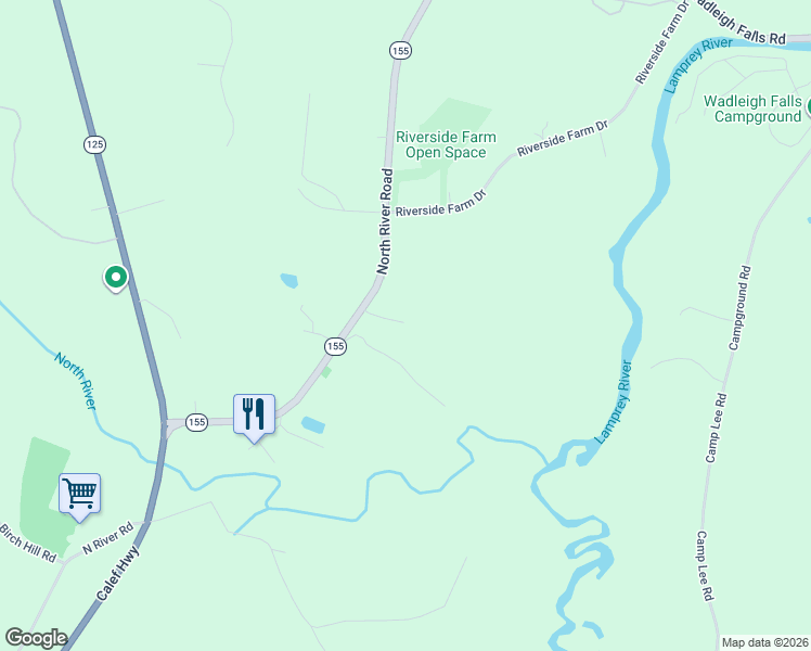 map of restaurants, bars, coffee shops, grocery stores, and more near 293 North River Road in Lee