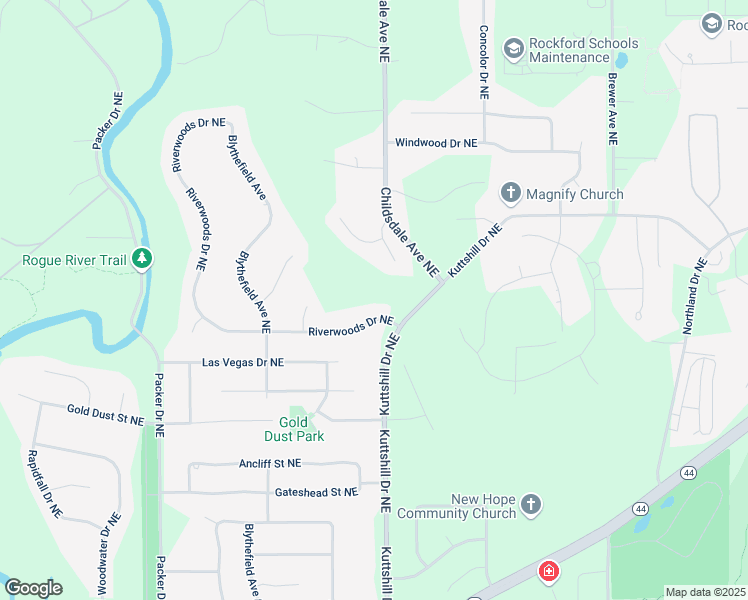 map of restaurants, bars, coffee shops, grocery stores, and more near 3565 Riverwoods Drive Northeast in Rockford