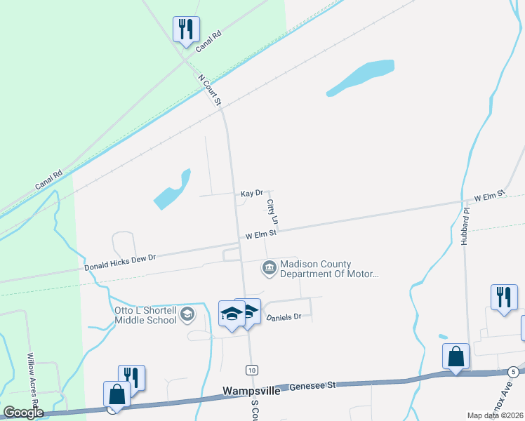map of restaurants, bars, coffee shops, grocery stores, and more near 13 Carjden Circle in Oneida