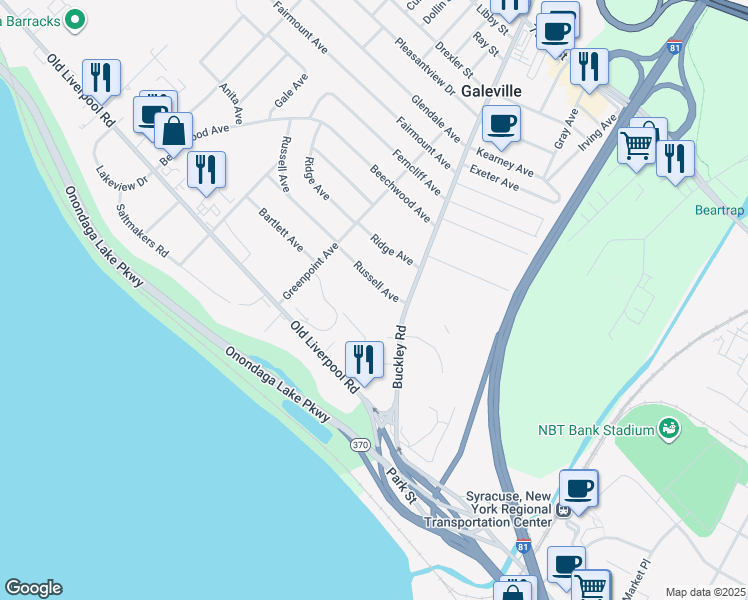 map of restaurants, bars, coffee shops, grocery stores, and more near 297 Buckley Road in Liverpool
