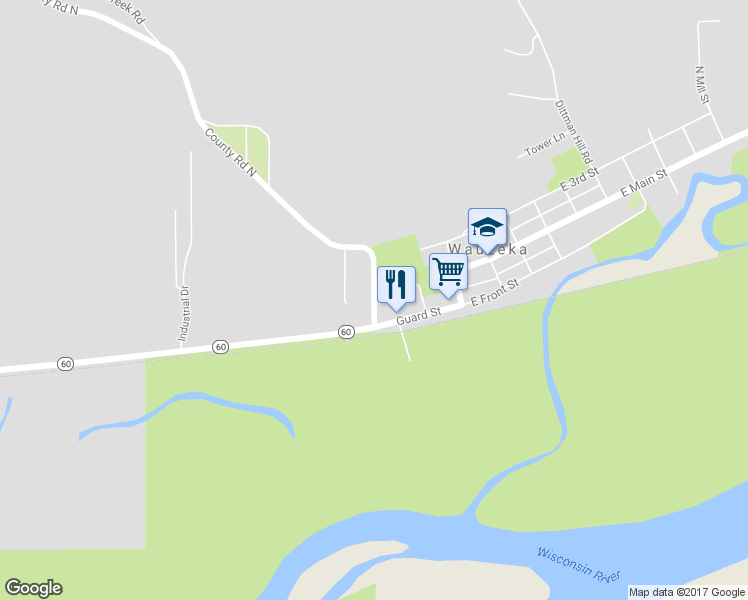 map of restaurants, bars, coffee shops, grocery stores, and more near 101 Park Street in Wauzeka