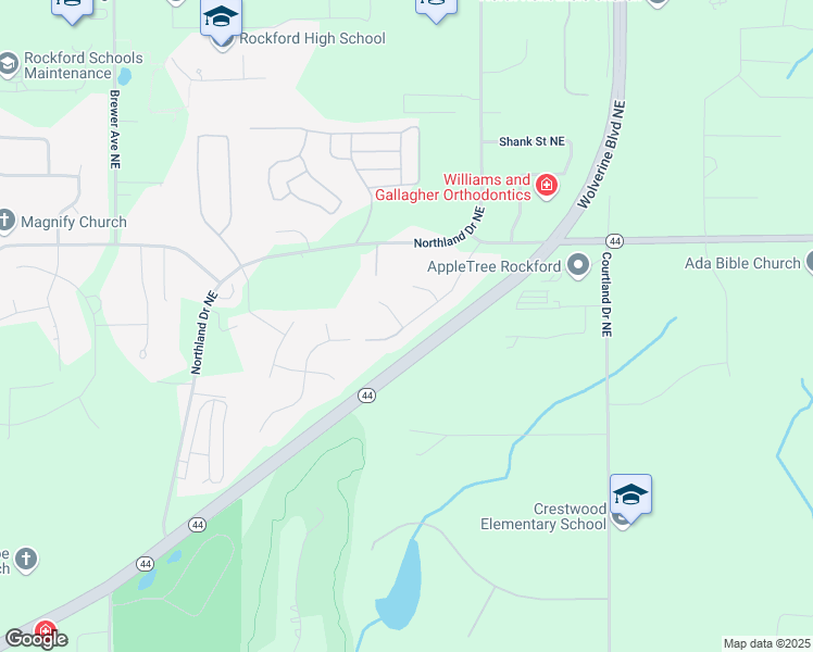 map of restaurants, bars, coffee shops, grocery stores, and more near 6664 Pleasantview Street Northeast in Rockford