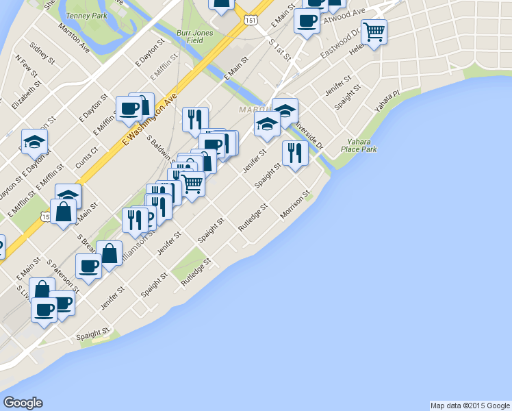 map of restaurants, bars, coffee shops, grocery stores, and more near 1316 Rutledge Street in Madison