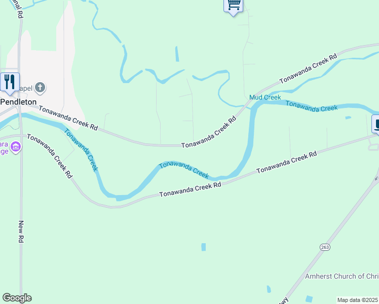 map of restaurants, bars, coffee shops, grocery stores, and more near 5908 Tonawanda Creek Road in Lockport
