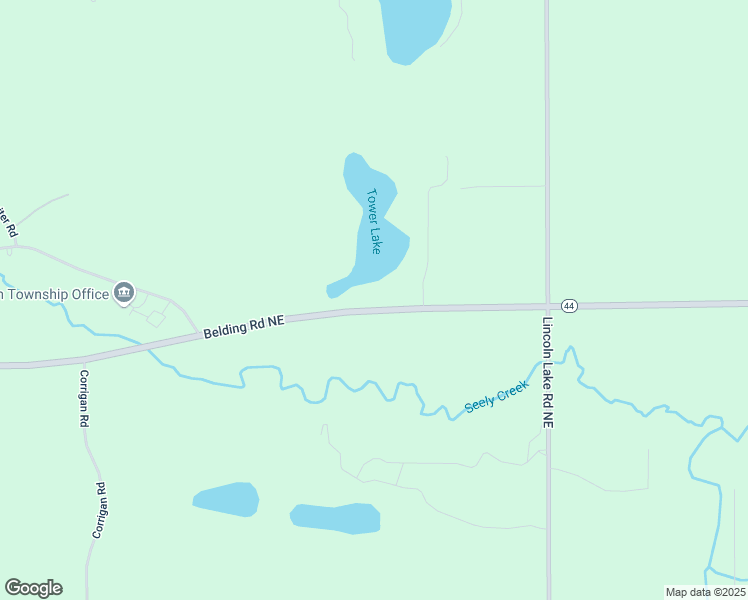 map of restaurants, bars, coffee shops, grocery stores, and more near 12535 Belding Road Northeast in Rockford