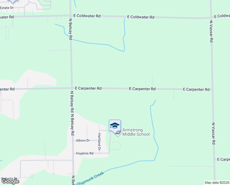 map of restaurants, bars, coffee shops, grocery stores, and more near 6131 East Carpenter Road in Flint
