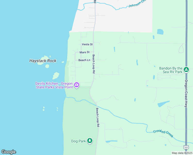 map of restaurants, bars, coffee shops, grocery stores, and more near 87190 East Jupiter Lane in Bandon