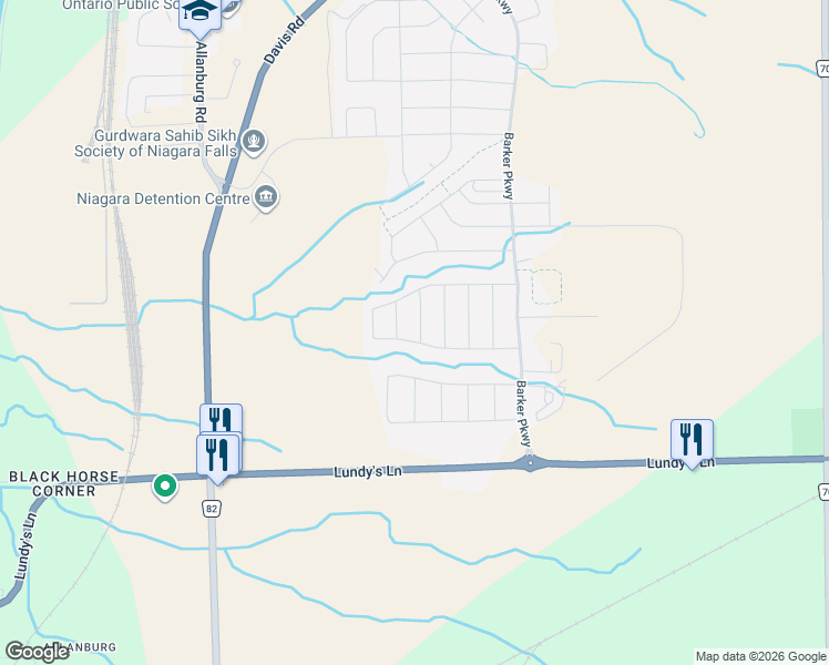 map of restaurants, bars, coffee shops, grocery stores, and more near 49 Sugar May Avenue in Thorold