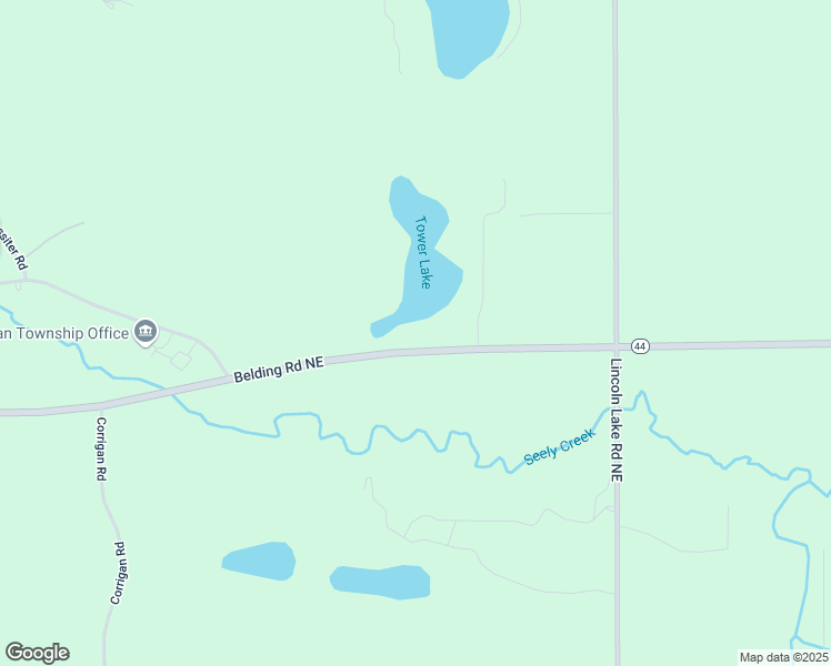 map of restaurants, bars, coffee shops, grocery stores, and more near 12535 Belding Road Northeast in Rockford