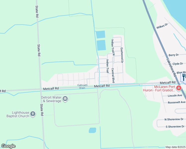 map of restaurants, bars, coffee shops, grocery stores, and more near 6053 Delaware Drive in Township of Burtchville
