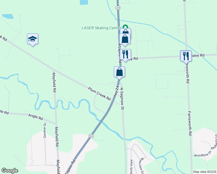 map of restaurants, bars, coffee shops, grocery stores, and more near 1897 North Lapeer Road in Lapeer