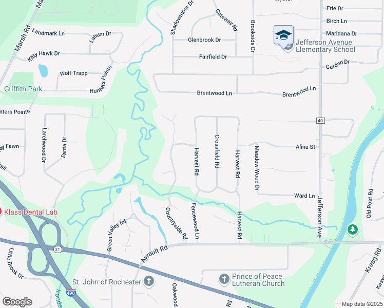map of restaurants, bars, coffee shops, grocery stores, and more near 85 Harvest Road in Fairport